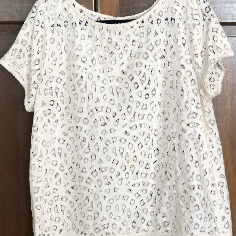 LOFT White Boxy Lace Blouse